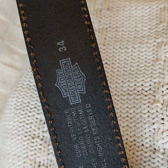 Vintage 2005 Harley Davidson Road Hog Race Belt Buckle Leather 34 - Picture 4 of 9